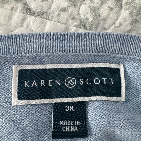 Karen Scott Blue and Gray Patterned Sweater - Picture 4 of 5